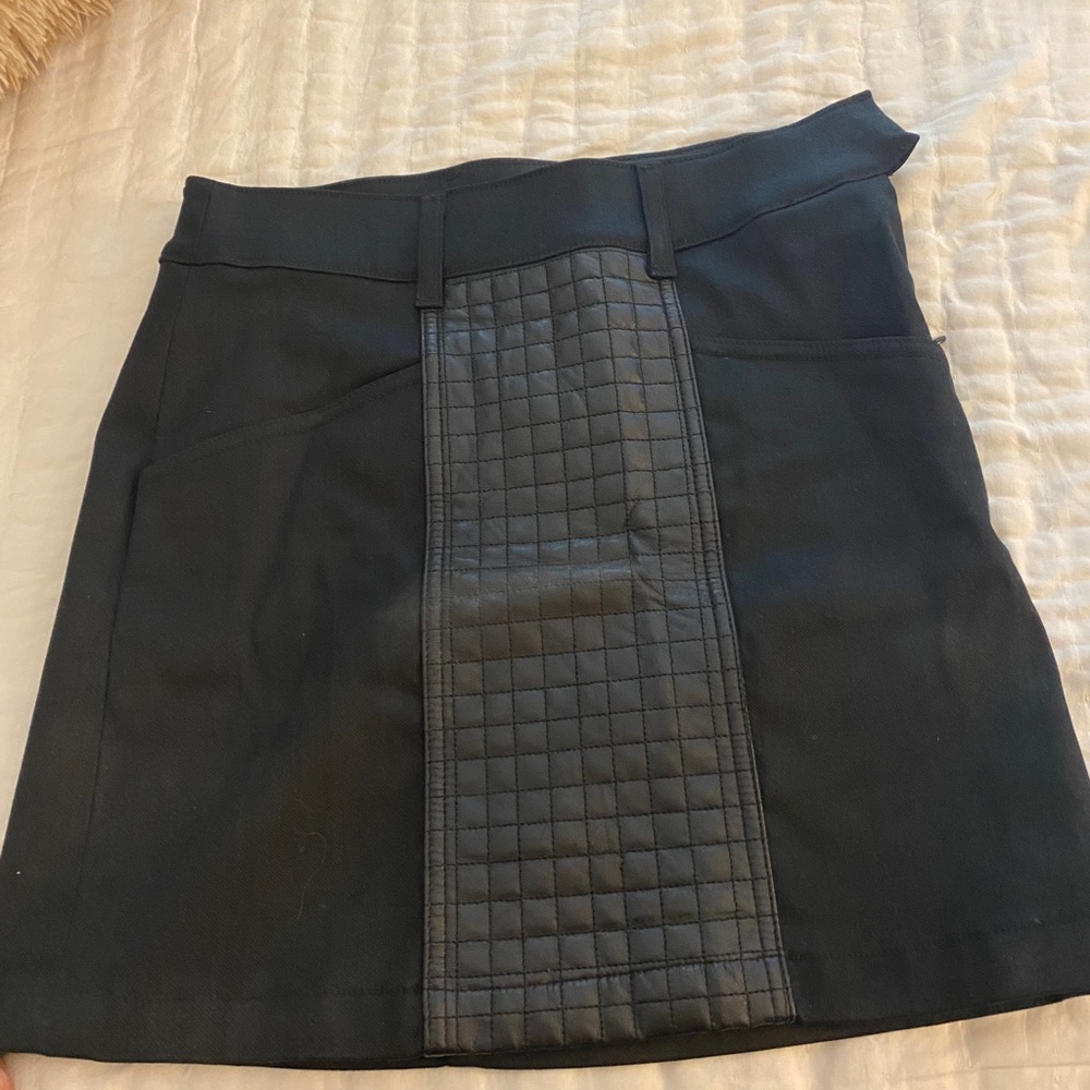 Black Demin Leather Patch Skirt. 7 For All Mankind - image 3